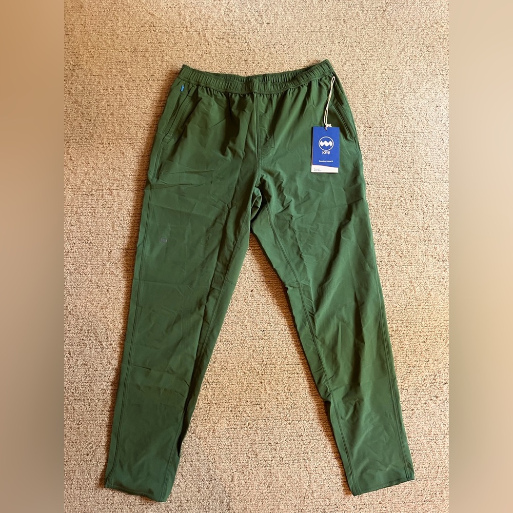 New! Janji Mens Transit Tech Pants Size Medium Evergreen